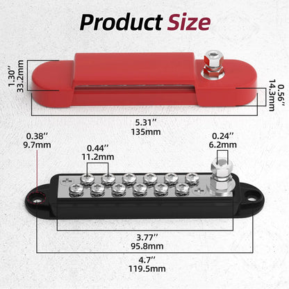12V / 24V Universal Power Distribution Bus Bar – 150A Battery Busbar (Dual Positive & Ground) Tuck's Performance