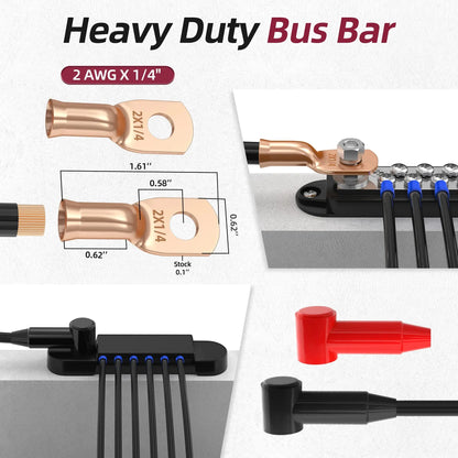 12V / 24V Universal Power Distribution Bus Bar – 150A Battery Busbar (Dual Positive & Ground) Tuck's Performance