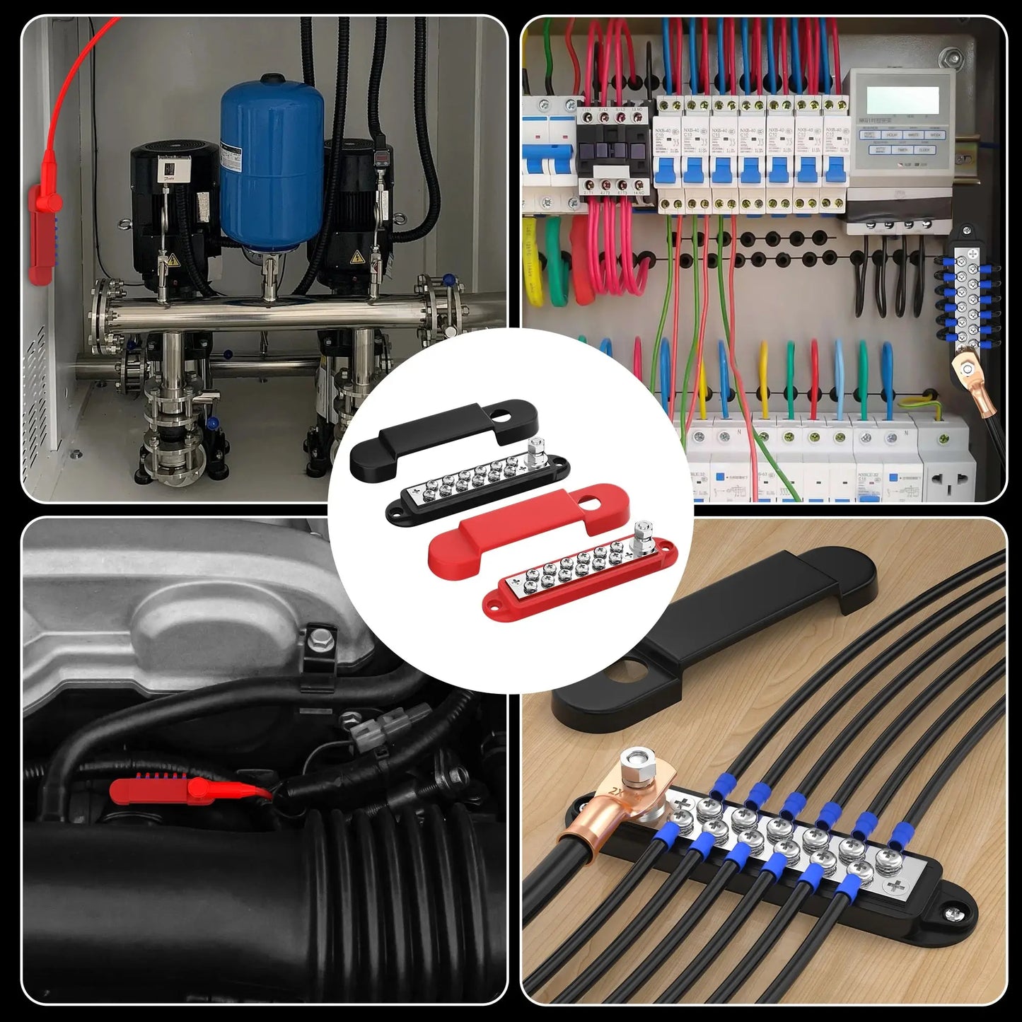 12V / 24V Universal Power Distribution Bus Bar – 150A Battery Busbar (Dual Positive & Ground) Tuck's Performance