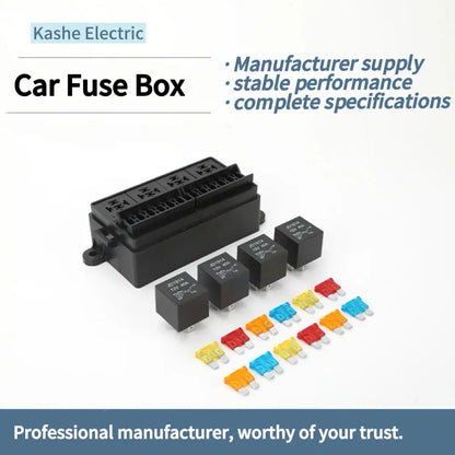 12V / 24V Universal Relay & Fuse Box – 4 Relay + 12 Fuse Block (Splash-Resistant, Pre-Wired Options) Tuck's Performance