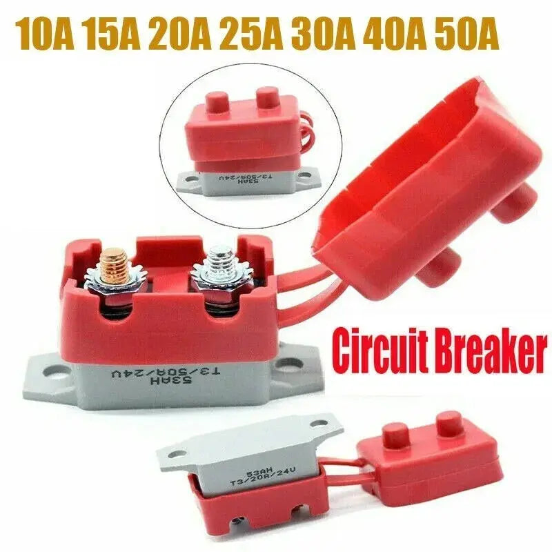 12V Automatic Reset Circuit Breaker 10A–50A Waterproof Dual Battery Fuse for Car Boat RV Tuck's Performance