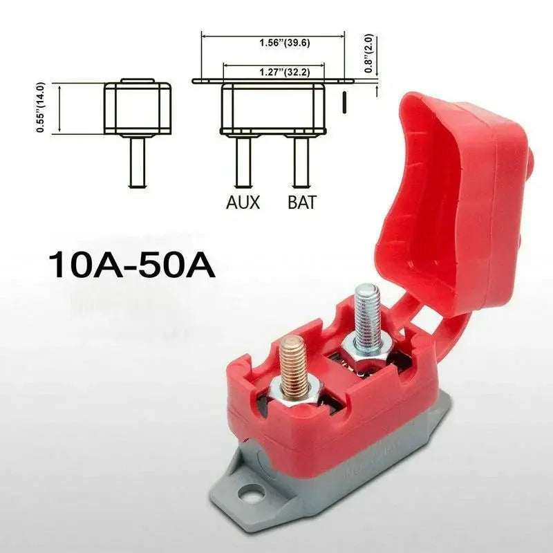12V Automatic Reset Circuit Breaker 10A–50A Waterproof Dual Battery Fuse for Car Boat RV Tuck's Performance