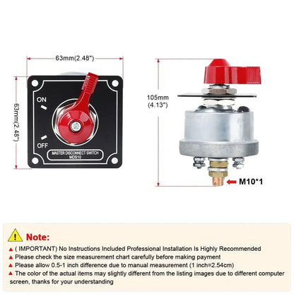 12V Master Battery Disconnect Switch Panel – 4 Post Alternator Cut-Off for RV, Camper & 4WD - Tuck's Performance