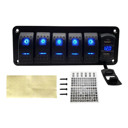 12V LED Rocker Switch Panel for Marine Boat Truck Caravan Car Socket Circuit Breaker Toggle Switch Panel Tuck's Performance
