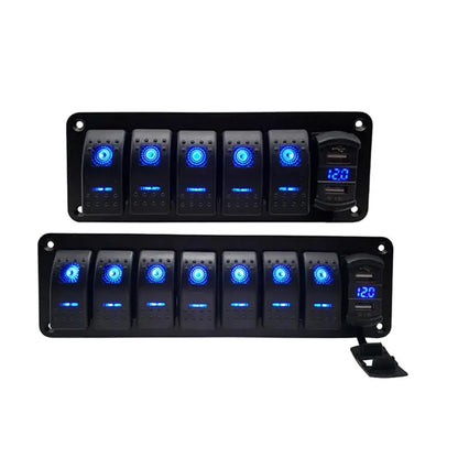 12V LED Rocker Switch Panel for Marine Boat Truck Caravan Car Socket Circuit Breaker Toggle Switch Panel Tuck's Performance