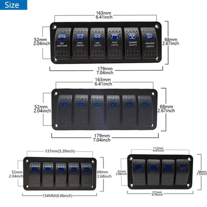 12V LED Rocker Switch Panel for Marine Boat Truck Caravan Car Socket Circuit Breaker Toggle Switch Panel Tuck's Performance