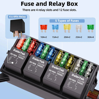 12V Relay & Fuse Box – Pre-Wired ATO/ATC Block with 4 Relay Slots (Splash-Resistant) | Ideal for 4WD, Utes, Campers & Marine Tuck's Performance
