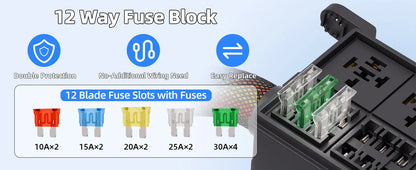 12V Relay & Fuse Box – Pre-Wired ATO/ATC Block with 4 Relay Slots (Splash-Resistant) | Ideal for 4WD, Utes, Campers & Marine Tuck's Performance