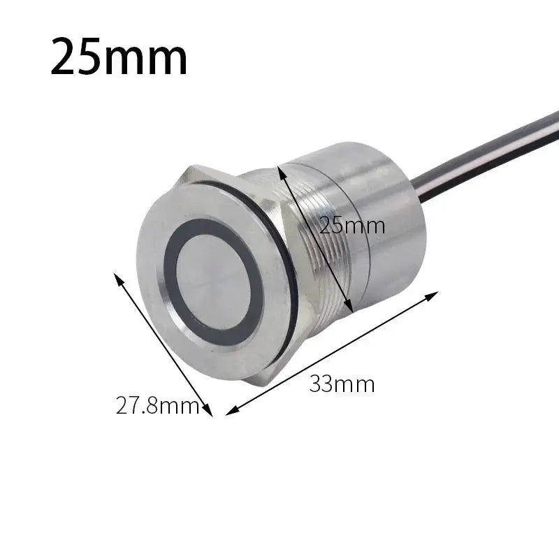 12V Touch On/Off Waterproof Switch – Stainless IP68 Momentary/Latching (16–30mm) | 4WD, Camping, Touring Tuck's Performance