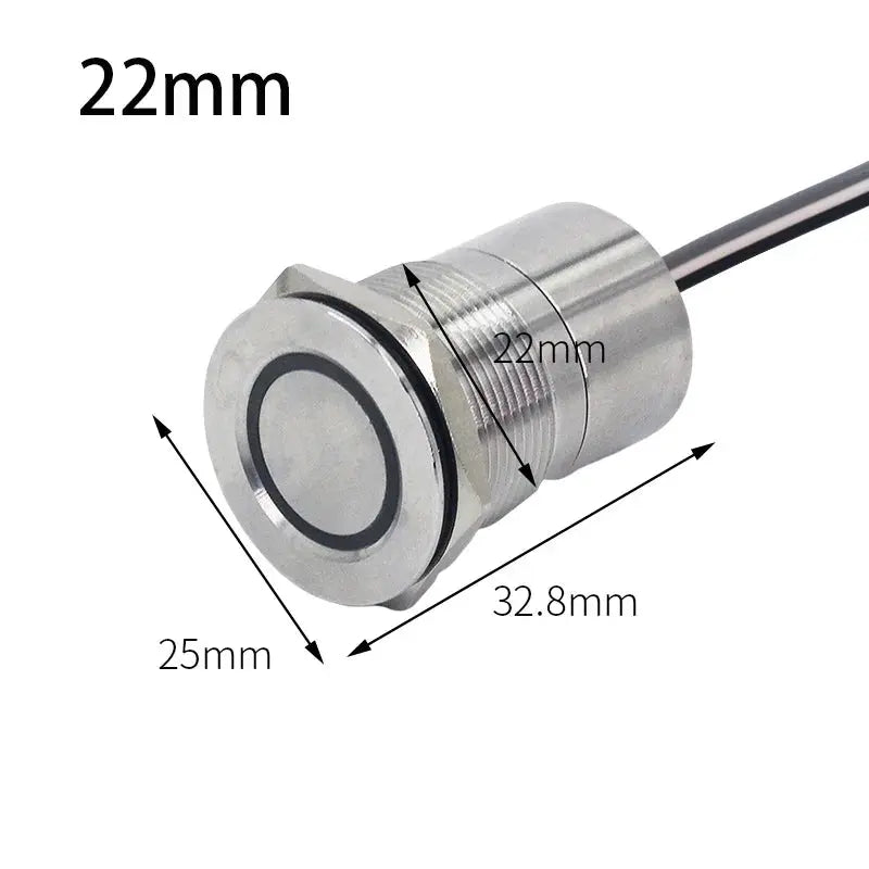 12V Touch On/Off Waterproof Switch – Stainless IP68 Momentary/Latching (16–30mm) | 4WD, Camping, Touring Tuck's Performance
