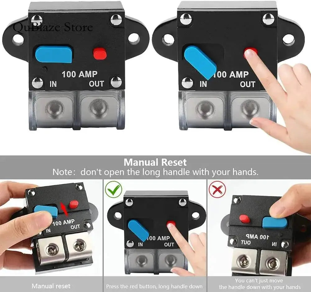 12V–48V Resettable DC Circuit Breaker 30A–300A – Manual Reset Battery & Audio Protection Tuck's Performance