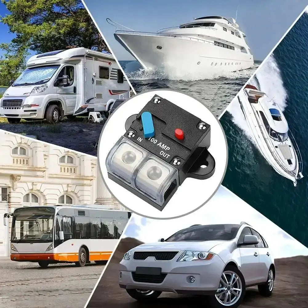 12V–48V Resettable DC Circuit Breaker 30A–300A – Manual Reset Battery & Audio Protection Tuck's Performance