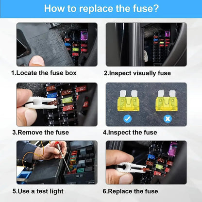 180pc Automotive Fuse Kit – Standard, Mini & Micro Blade Fuses with Puller (12V / 24V) Tuck's Performance