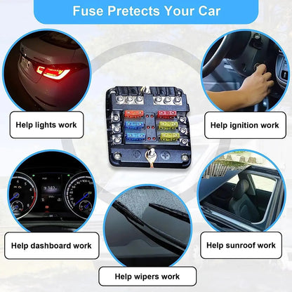 180pc Automotive Fuse Kit – Standard, Mini & Micro Blade Fuses with Puller (12V / 24V) Tuck's Performance