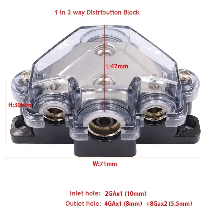 2-Way / 3-Way / 5-Way Car Audio Power Distribution Block – 0/2/4 Gauge In, 0/2/4/8 Gauge Out (High-Current Splitter) Tuck's Performance