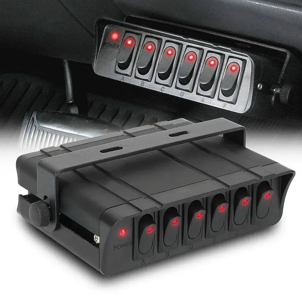 24V 12V 6 Buttons Switch Panel With 30A Fuse Blade Indicator Car Lights Toggle Accessories Tuck's Performance