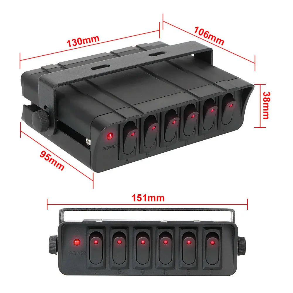 24V 12V 6 Buttons Switch Panel With 30A Fuse Blade Indicator Car Lights Toggle Accessories Tuck's Performance