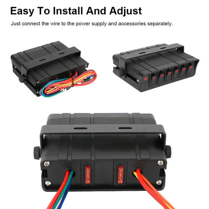 24V 12V 6 Buttons Switch Panel With 30A Fuse Blade Indicator Car Lights Toggle Accessories Tuck's Performance