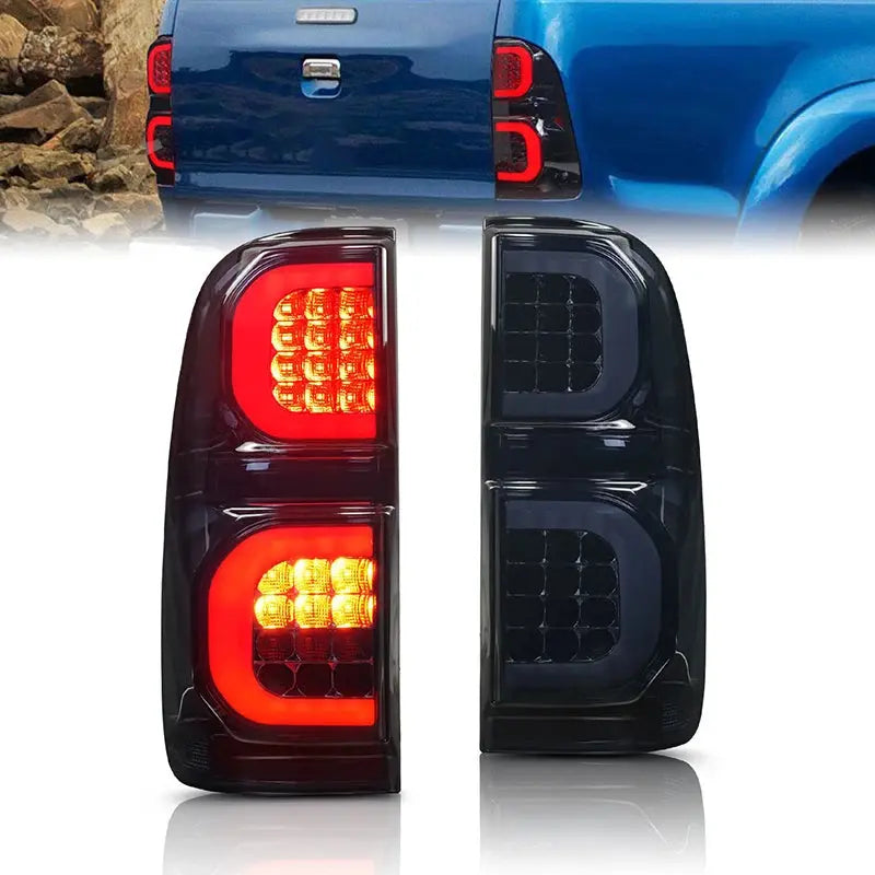 2PCS LED Tail Light Rear Running Light+Brake+Reverse Lamp+ Amber Turn Signal Taillight Assembly For Hilux Vigo 2005-2015 Tuck's Performance