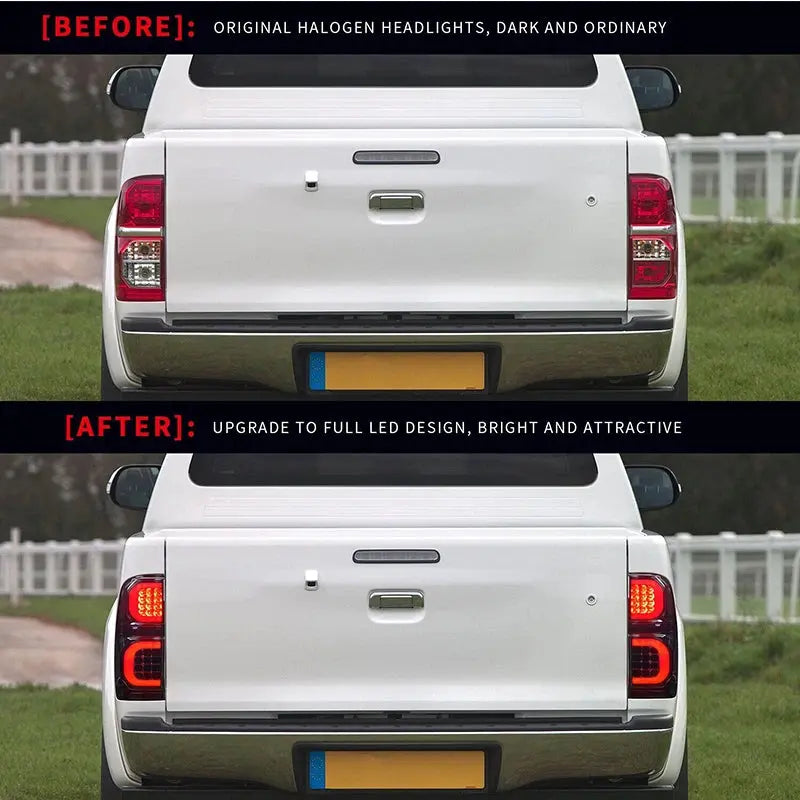 2PCS LED Tail Light Rear Running Light+Brake+Reverse Lamp+ Amber Turn Signal Taillight Assembly For Hilux Vigo 2005-2015 Tuck's Performance