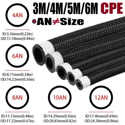 Braided Fuel Oil Hose Line – Universal AN4 to AN12 (CPE Rubber) Tuck's Performance