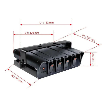4 Gang Rocker Switch Panel Toggle Controller Box for Offroad 12V Blue/Red Tuck's Performance