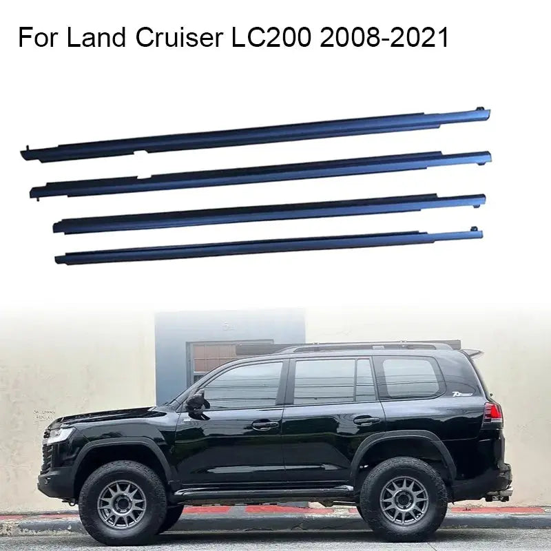 4Pcs Chrome/Black Window   Land Cruiser LC200 Series 2008-2021 Weatherstrip Tuck's Performance