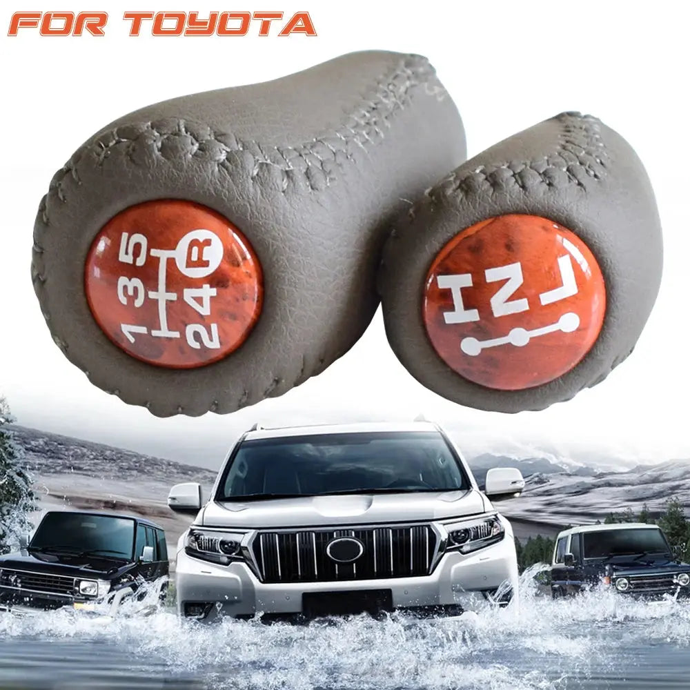 Gear Shift Knob 5 Speed Manual Transmission Leather Transfer Gear Shift Fit for Toyota Prado LC120 Land Cruiser Prado 2003-2009