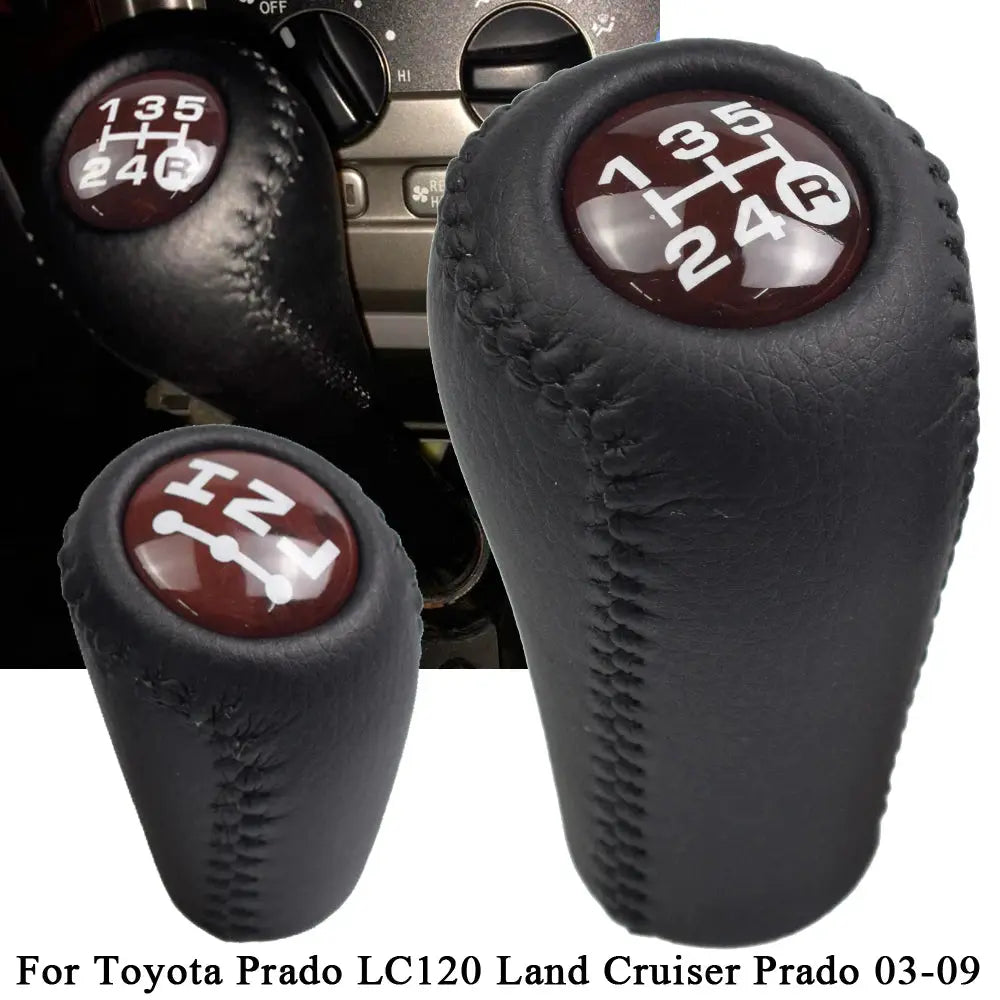 Gear Shift Knob 5 Speed Manual Transmission Leather Transfer Gear Shift Fit for Toyota Prado LC120 Land Cruiser Prado 2003-2009
