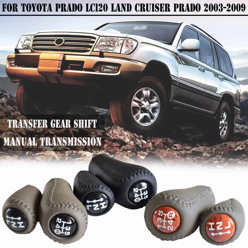 Gear Shift Knob 5 Speed Manual Transmission Leather Transfer Gear Shift Fit for Toyota Prado LC120 Land Cruiser Prado 2003-2009