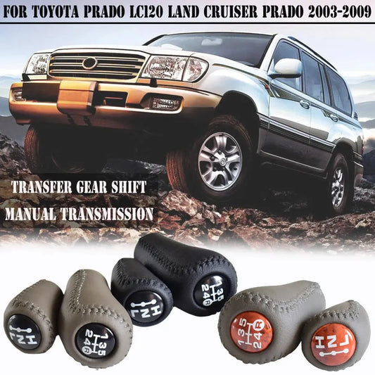 Gear Shift Knob 5 Speed Manual Transmission Leather Transfer Gear Shift Fit for Toyota Prado LC120 Land Cruiser Prado 2003-2009