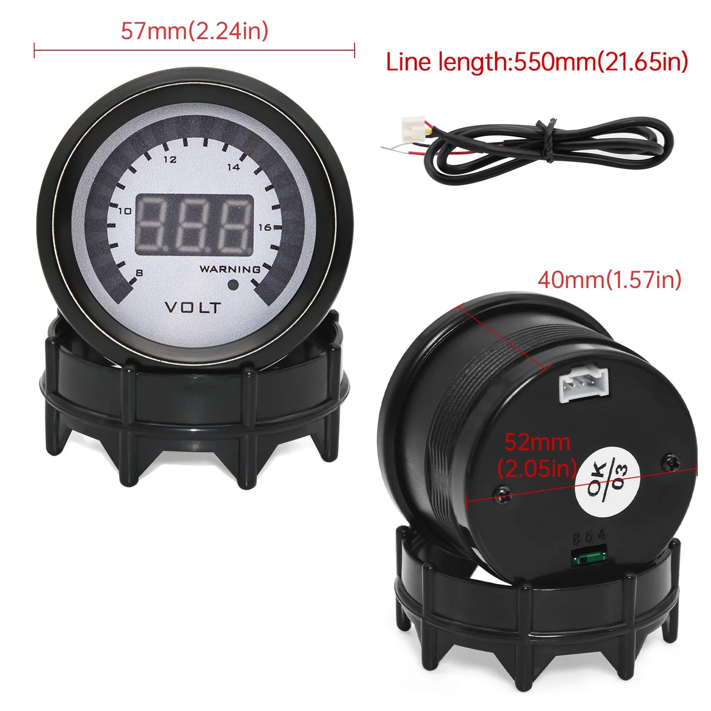 Gauge holder pod supplied with the voltmeter