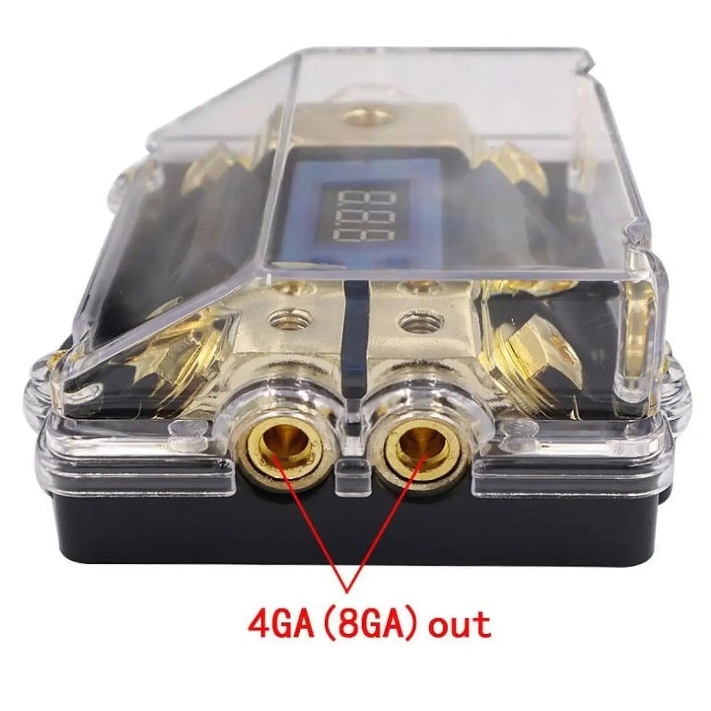 ANL Fuse Holder with Digital LED Voltage Display – 1 In 2 Out Heavy-Duty Car / RV / Marine Audio Power Block Tuck's Performance