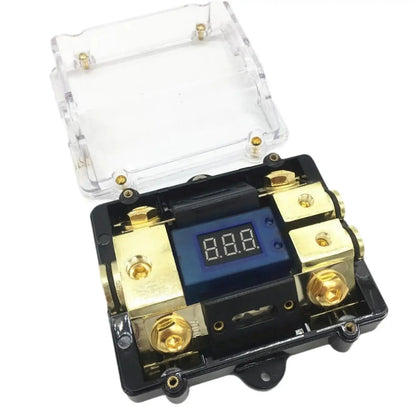 ANL Fuse Holder with Digital LED Voltage Display – 1 In 2 Out Heavy-Duty Car / RV / Marine Audio Power Block Tuck's Performance