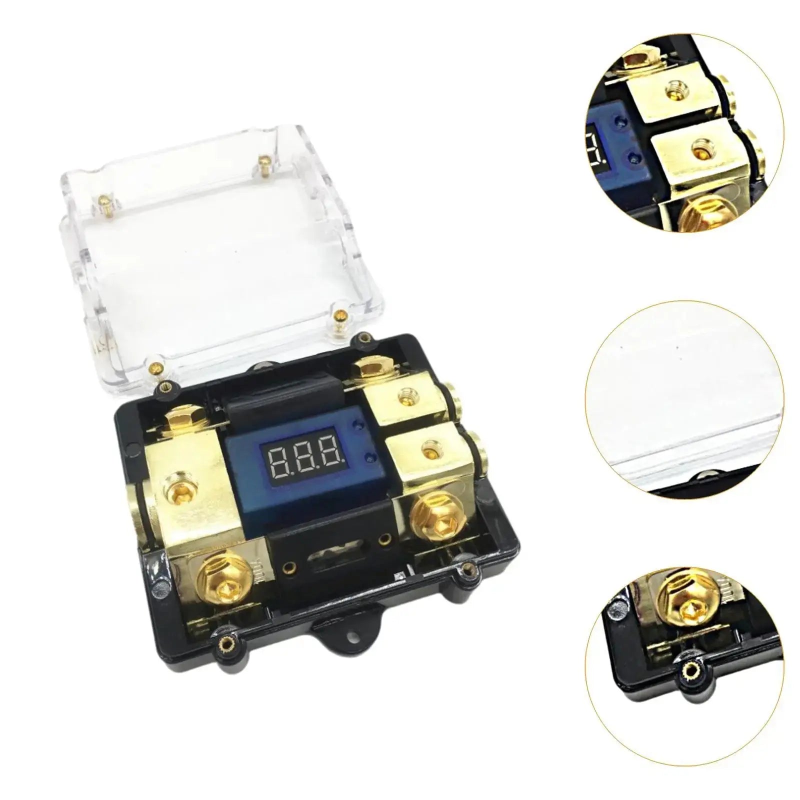 ANL Fuse Holder with Digital LED Voltage Display – 1 In 2 Out Heavy-Duty Car / RV / Marine Audio Power Block Tuck's Performance