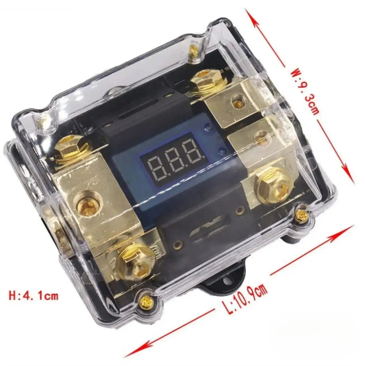 ANL Fuse Holder with Digital LED Voltage Display – 1 In 2 Out Heavy-Duty Car / RV / Marine Audio Power Block Tuck's Performance