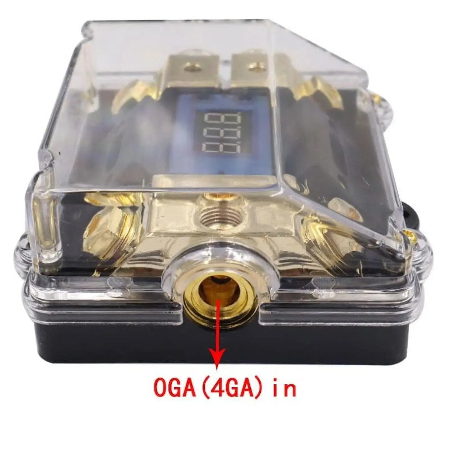 ANL Fuse Holder with Digital LED Voltage Display – 1 In 2 Out Heavy-Duty Car / RV / Marine Audio Power Block Tuck's Performance