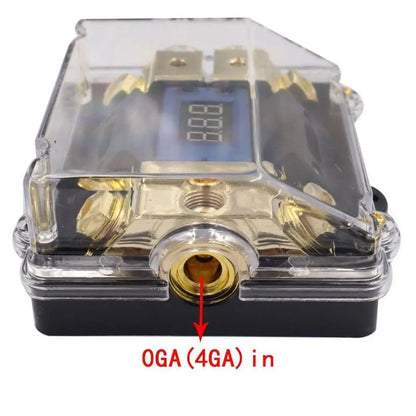 ANL Fuse Holder with Digital LED Voltage Display – 1 In 2 Out Heavy-Duty Car / RV / Marine Audio Power Block Tuck's Performance