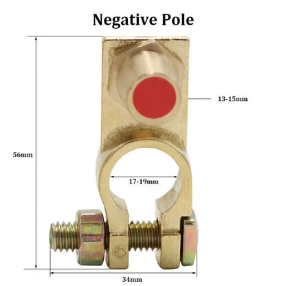 Battery Cable Terminal Clamps (1 Pair) – 12V/24V Marine Style Posts + Anti-Corrosion Washers – Positive 17–19mm / Negative 15–17mm Tuck's Performance