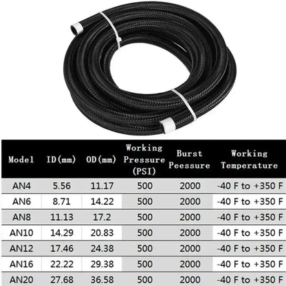Braided Fuel Oil Hose Line – Universal AN4 to AN12 (CPE Rubber) Tuck's Performance