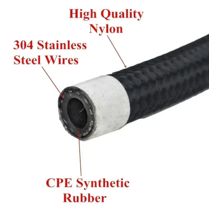 Braided Fuel Oil Hose Line – Universal AN4 to AN12 (CPE Rubber) Tuck's Performance
