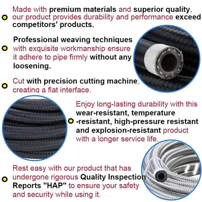 Braided Fuel Oil Hose Line – Universal AN4 to AN12 (CPE Rubber) Tuck's Performance
