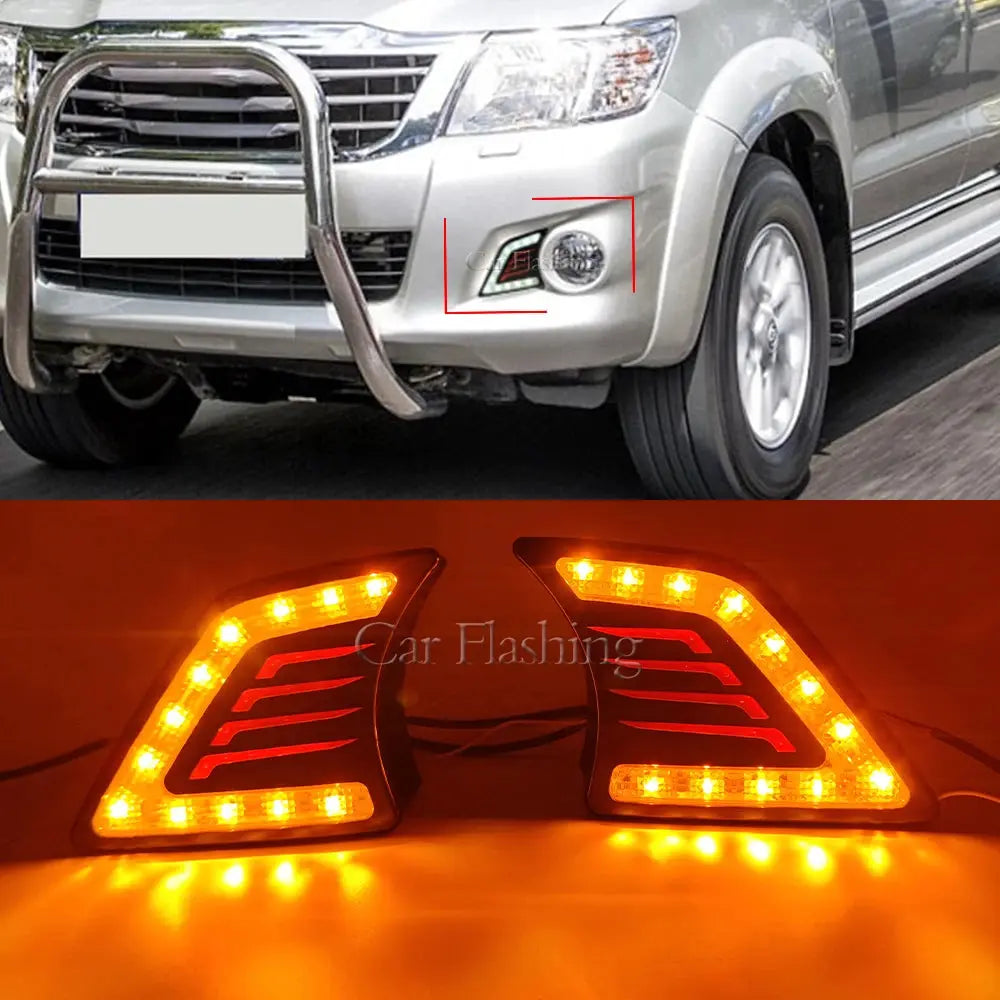 Car DRL For Toyota Hilux Vigo 2012 2013 2014 LED Daytime Running Light Daylight turn Signal lamp Fog lamp cover Tuck's Performance
