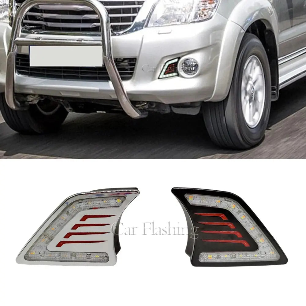 Car DRL For Toyota Hilux Vigo 2012 2013 2014 LED Daytime Running Light Daylight turn Signal lamp Fog lamp cover Tuck's Performance