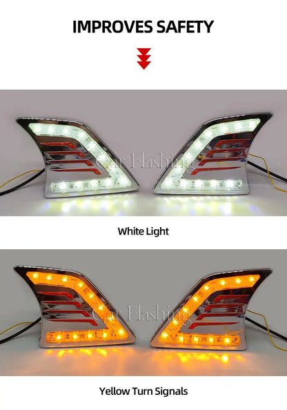 Car DRL For Toyota Hilux Vigo 2012 2013 2014 LED Daytime Running Light Daylight turn Signal lamp Fog lamp cover Tuck's Performance