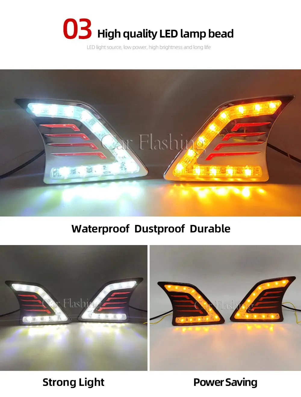 Car DRL For Toyota Hilux Vigo 2012 2013 2014 LED Daytime Running Light Daylight turn Signal lamp Fog lamp cover Tuck's Performance