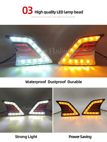 Car DRL For Toyota Hilux Vigo 2012 2013 2014 LED Daytime Running Light Daylight turn Signal lamp Fog lamp cover Tuck's Performance
