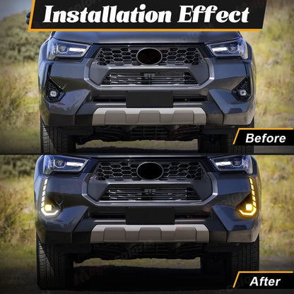 Car Light drl For Toyota Hilux 2024 2025 Daytime Running Light LED Fog Lamp Assembly Turn Signal Headlight Driving Lamp 12V Tuck's Performance