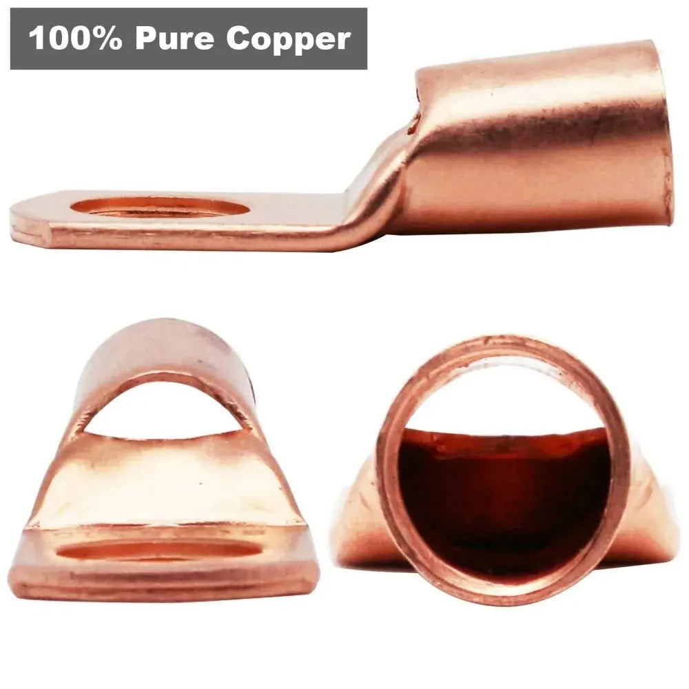 Copper Ring Terminal Kit (100pc) – 50x Battery Cable Lugs + 50x Heat Shrink – AWG 4/6/8/10/12 Tuck's Performance