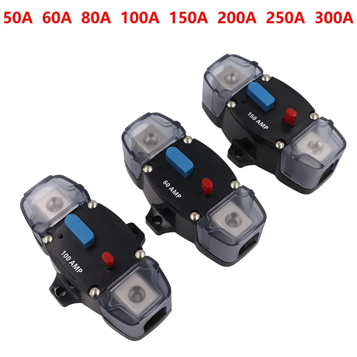 Car Audio Circuit Breaker – Manual Reset Fuse 12V–48V (50A–300A)